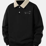 Ensemble — sweat polo contrastant à imprimé teckel & pantalon de jogging à plis