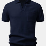 Ensemble — polo gaufré à col Johnny et poche & short gaufré en maille à cordon