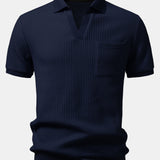 Ensemble — polo gaufré à col Johnny et poche & short gaufré en maille à cordon