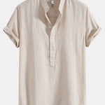 Chemise en lin à col semi-ouvert