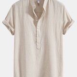 Chemise en lin à col semi-ouvert