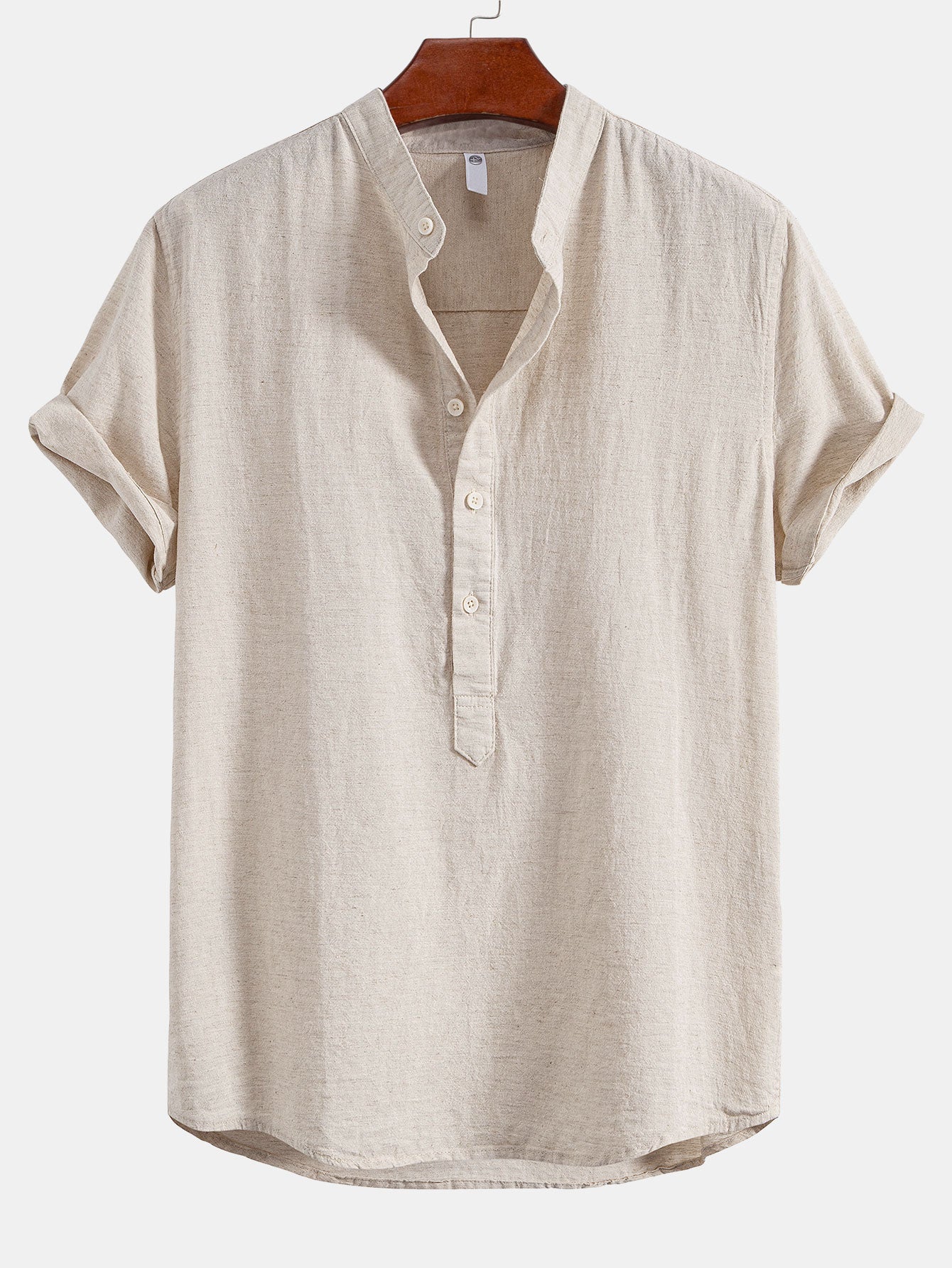 Chemise en lin à col semi-ouvert