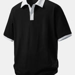 Ensemble — polo en coton contrastant coupe décontractée & short en coton à cordon