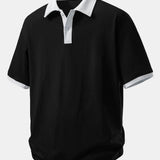 Ensemble — polo en coton contrastant coupe décontractée & short en coton à cordon