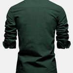 Chemise en lin à col officier et bordure contrastante