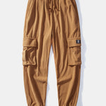 Ensemble — chemise patchwork à carreaux en velours côtelé & pantalon cargo de jogging en velours côtelé à cordon