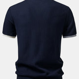 Ensemble Capucine — polo gaufré en maille contrastante à col Johnny & short gaufré en maille à cordon