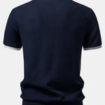 Ensemble Capucine — polo gaufré en maille contrastante à col Johnny & pantalon gaufré en maille à cordon