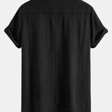 Chemise bowling patchwork en lin à imprimé palmiers