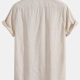 Chemise boutonnée en lin à poche