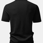 Ensemble — chemise en maille ajourée zigzag & pantalon en lin à jambe droite
