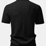 Ensemble — chemise en maille ajourée zigzag & pantalon en lin à jambe droite