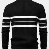 Ensemble — polo côtelé zippé en maille rayée & pantalon fuselé coupe slim