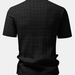 Ensemble — chemise en maille ajourée à carreaux & pantalon en lin à jambe droite