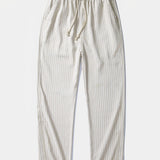 Ensemble Améline — chemise en lin et viscose & pantalon en lin rayé à jambe droite