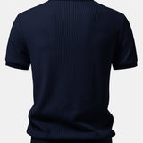 Ensemble — polo gaufré à col Johnny et poche & short gaufré en maille à cordon