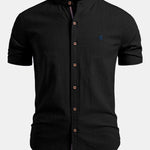 Ensemble — chemise en lin à col officier et manches courtes & pantalon fuselé coupe slim