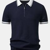 Ensemble Améline — polo zippé en maille contrastante & pantalon fuselé coupe slim