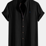 Ensemble — chemise en lin à manches courtes & short à cordon en lin mélangé