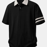 Ensemble — polo à col contrastant coupe décontractée & short en coton à cordon