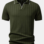 Ensemble — polo jacquard géométrique à col Johnny & pantalon fuselé coupe slim