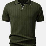 Ensemble — polo jacquard géométrique à col Johnny & pantalon fuselé coupe slim