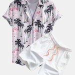 Ensemble — chemise à imprimé palmiers et flamants roses & short de bain