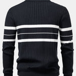 Ensemble — polo côtelé zippé en maille rayée & pantalon fuselé coupe slim