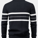 Ensemble — polo côtelé zippé en maille rayée & pantalon fuselé coupe slim
