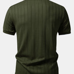 Ensemble — polo jacquard géométrique à col Johnny & pantalon fuselé coupe slim