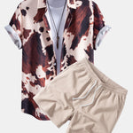 Ensemble Améline — chemise à imprimé vache & short texturé froissé à cordon
