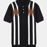 Ensemble — polo en maille jacquard géométrique rayée & short chino en coton