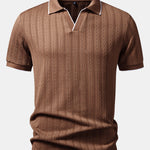 Ensemble — polo jacquard géométrique à col Johnny & short chino à taille élastique