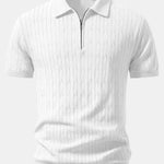 Ensemble — polo zippé en maille jacquard torsadé & pantalon fuselé coupe slim