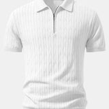 Ensemble — polo zippé en maille jacquard torsadé & pantalon fuselé coupe slim
