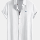 Ensemble — chemise en lin à manches courtes & pantalon en lin à jambe droite