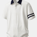 Ensemble — polo à col contrastant coupe décontractée & short en coton à cordon