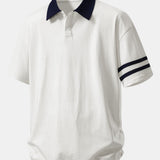 Ensemble — polo à col contrastant coupe décontractée & short en coton à cordon