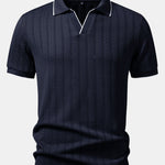 Ensemble — polo jacquard géométrique à col Johnny & pantalon fuselé coupe slim