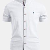 Ensemble — chemise en lin à col officier et manches courtes & pantalon fuselé coupe slim