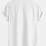 Ensemble — chemise en lin à col officier et manches courtes & short de bain à imprimé rayé