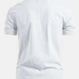 Ensemble — chemise en lin à col officier et manches courtes & pantalon fuselé coupe slim