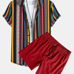 Ensemble Améline — chemise à imprimé géométrique ethnique & short de bain