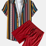 Ensemble Améline — chemise à imprimé géométrique ethnique & short de bain