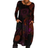 Bernadette | Robe midi imprimée à manches longues et poches