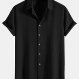 Ensemble — chemise texturée froissée & pantalon à jambe droite
