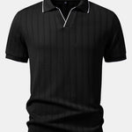 Ensemble — polo jacquard géométrique à col Johnny & pantalon fuselé coupe slim