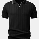 Ensemble — polo jacquard géométrique à col Johnny & pantalon fuselé coupe slim