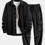 Ensemble — chemise en velours côtelé & pantalon cargo de jogging en velours côtelé à cordon