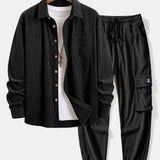 Ensemble — chemise en velours côtelé & pantalon cargo de jogging en velours côtelé à cordon
